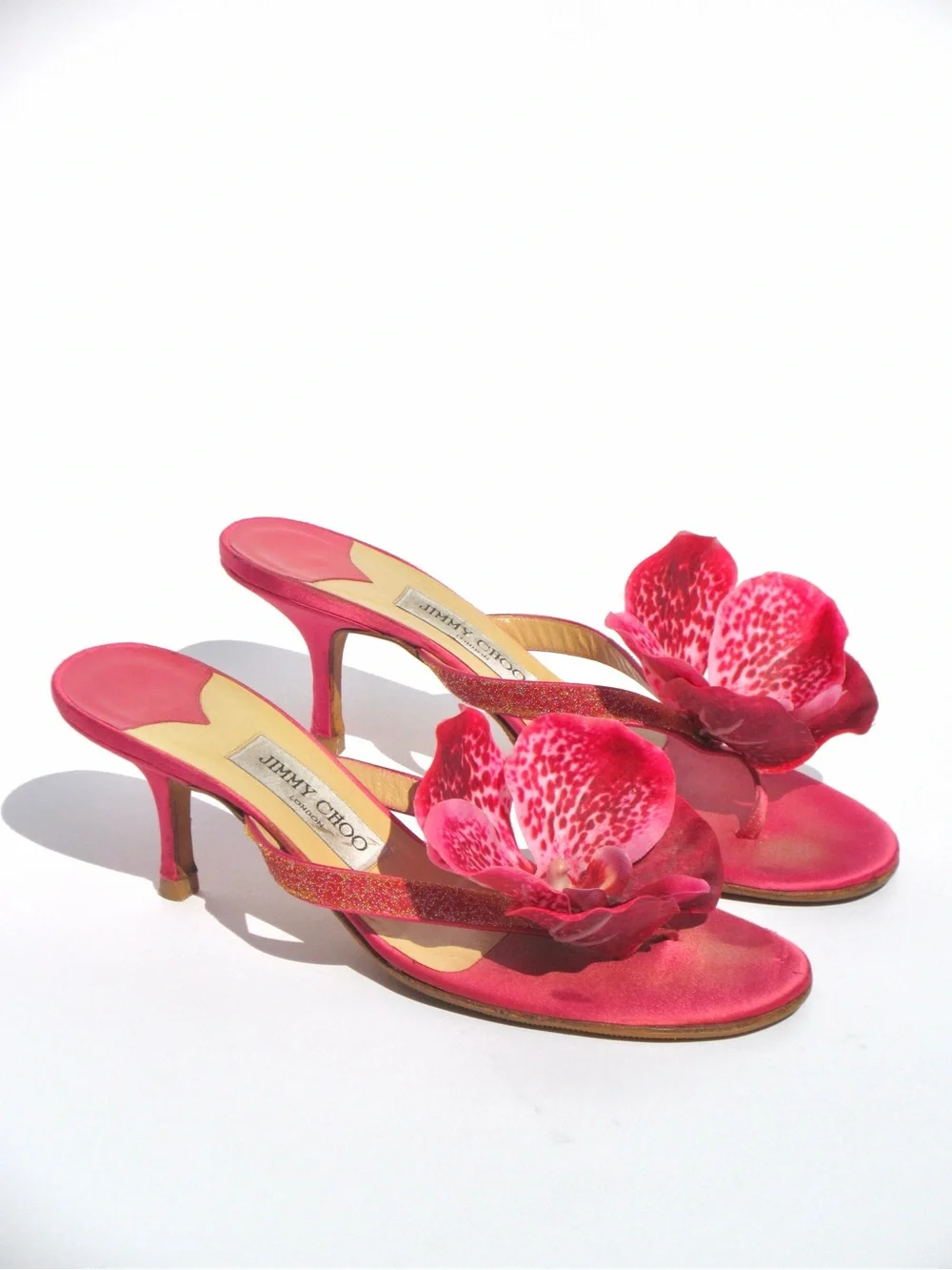 Reworked Upcycled Jimmy Choo Pink Orchid Kitten Heels - Picture 3 of 6